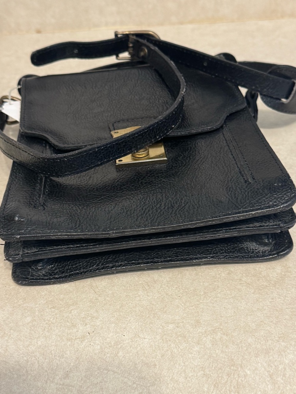 VTG Lancaster Paris Unisex Black Leather Satchel Crossbody Pristine Cond. - Picture 7 of 8